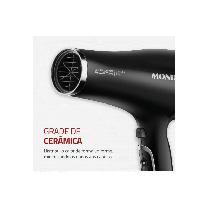 Secador de Cabelo Mondial 127V/60HZ SCN-04 Preto/Cromado