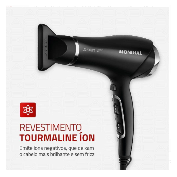Secador de Cabelo Mondial 127V/60HZ SCN-04 Preto/Cromado-dc822805-4ac0-456c-9225-1f8e9d50b763
