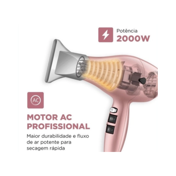 Secador de Cabelo Mondial Profissional By Juliette SCP-JU-01 127V/60Hz Golden Rose-33276acb-da7d-4176-8ef6-aba09a81d5ab