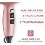 Secador de Cabelo Mondial Profissional By Juliette SCP-JU-01 127V/60Hz Golden Rose