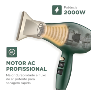 Secador de Cabelo Mondial Profissional By Juliette SCP-JU-02 127V/60Hz Verde Oliva