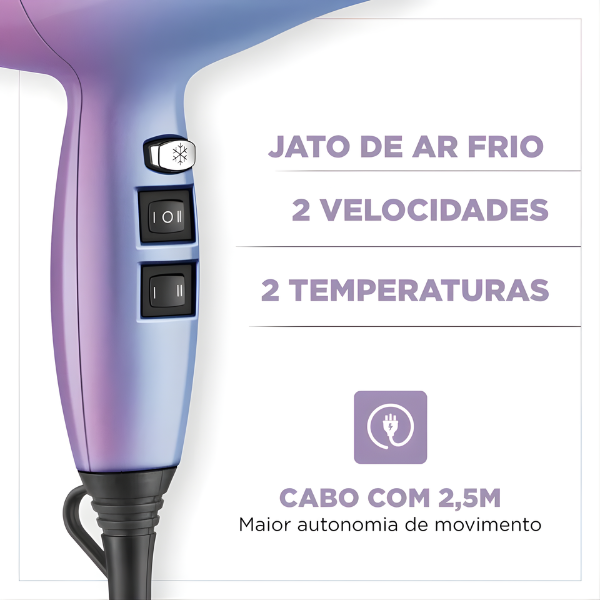 Secador de Cabelo Mondial ProfIssional By Juliette SCP-JU-03 127V/60HZ Rosa/Azul-441660ea-050c-48b7-9826-dbf554cba059