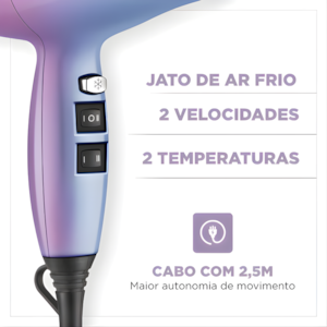 Secador de Cabelo Mondial ProfIssional By Juliette SCP-JU-03 127V/60HZ Rosa/Azul