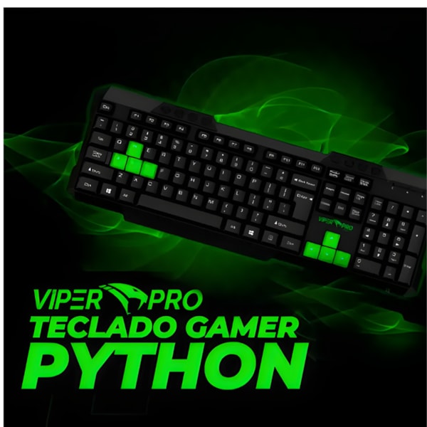 Teclado Gamer Viper Pro Standard Python Bivolt Preto/Verde-dc85b9d0-e0fe-43d2-8b37-037f544a3e54