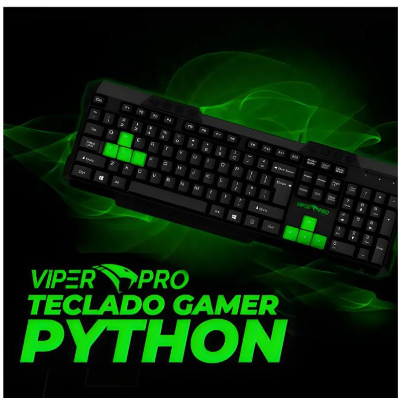 Teclado Gamer Viper Pro Standard Python Bivolt Preto/Verde-46c9c6f4-1140-4c57-b845-0fcda37004b6
