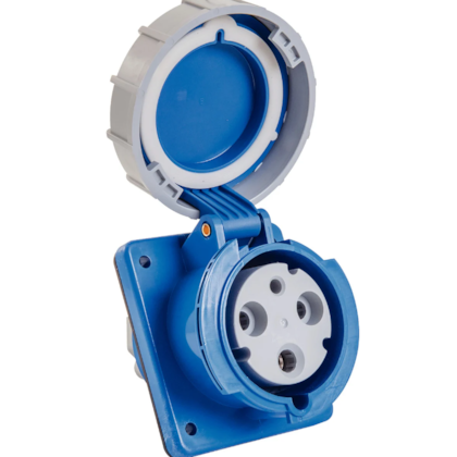 Tomada de Embutir Industria Tramontina 2P+T 63A 220-250V 06 H IP67 Azul