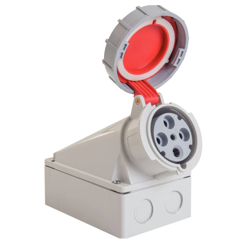 Tomada de Sobrepor Industrial Tramontina 3P+T 63A 380-415V 06H IP67 Vermelho