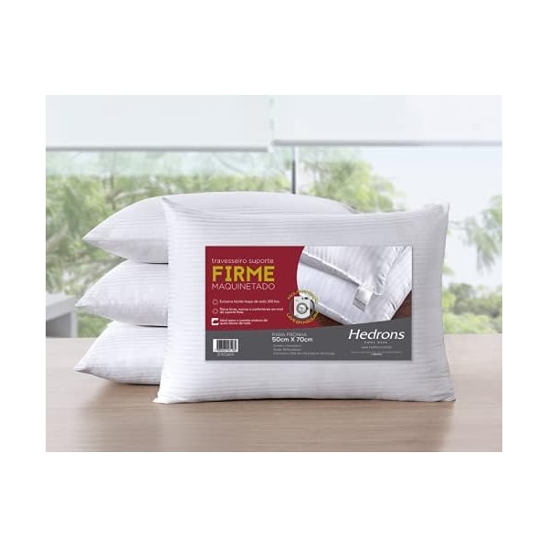 Travesseiro Hedrons Maquinetado Firme 50x70cm Branco-71125f74-bae3-4af2-a08e-889a838e9d67