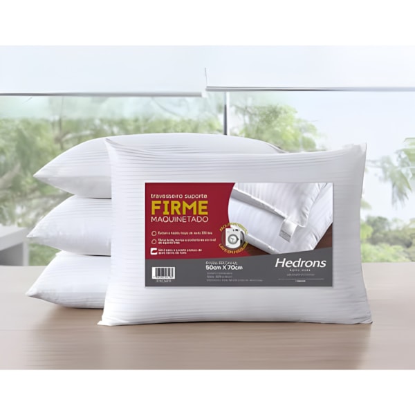 Travesseiro Hedrons Maquinetado Firme 50x70cm Branco-12e55a8e-1773-48fc-a4d5-2e9f553ddc4c