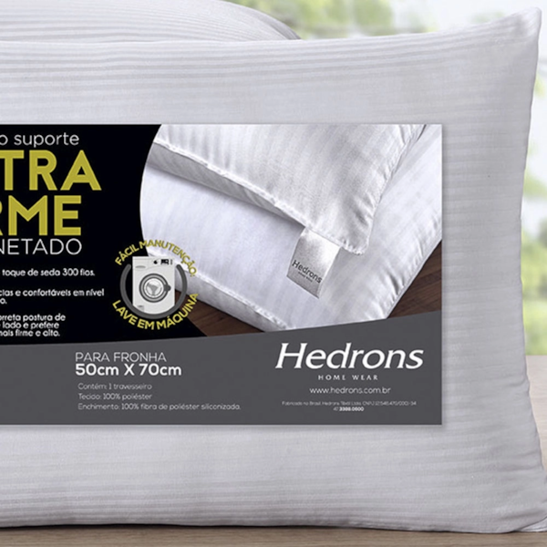 Travesseiro Maquinetado Hedrons Extra Firme 50X70cm Branco-077fe75c-0425-4c55-9cc4-1c6beb615c88