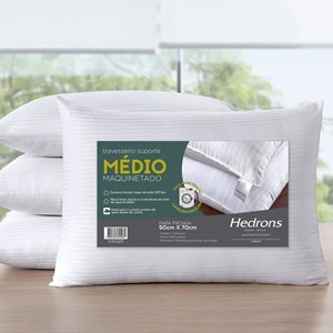 Travesseiro Maquinetado Hedrons Medio 50X70 Branco 