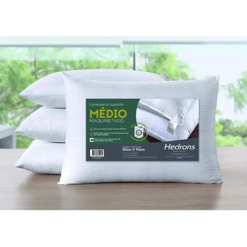 Travesseiro Maquinetado Hedrons Medio 50X70 Branco-eae7fa9f-c558-494e-a549-ff168966b515