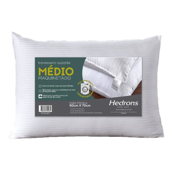 Travesseiro Maquinetado Hedrons Medio 50X70 Branco -ae72681d-bf33-4522-9e51-3eb571fe5cb4