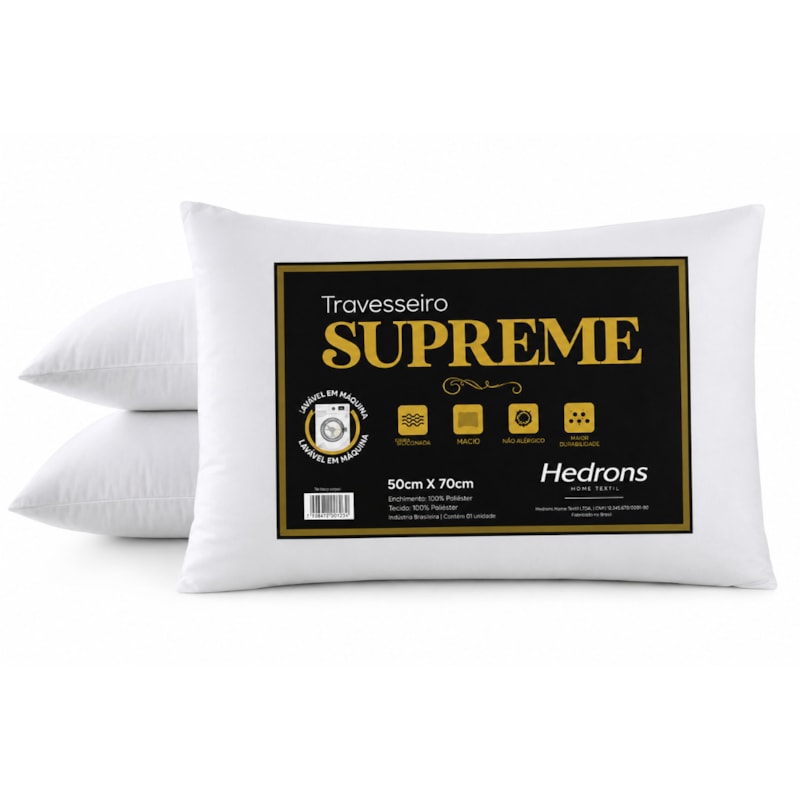 Travesseiro Supreme Hedrons 50X70cm Branco-7eac7021-6594-4944-8d2d-e4feabde9e78