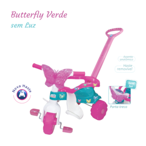 Triciclo Infantil Magic Toys Butterfly Verde Sem Luz com Cestinha