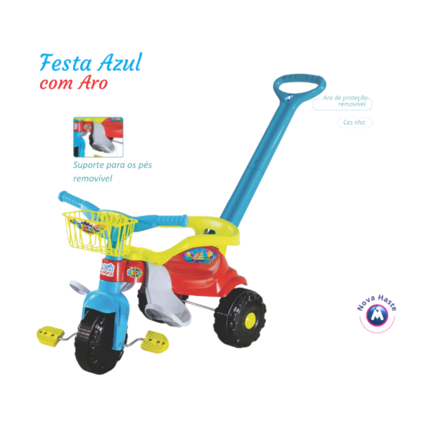 Triciclo Infantil Magic Toys Festa com Aro Azul-2d79de94-bcf3-4466-9ec3-b00206ed1c31
