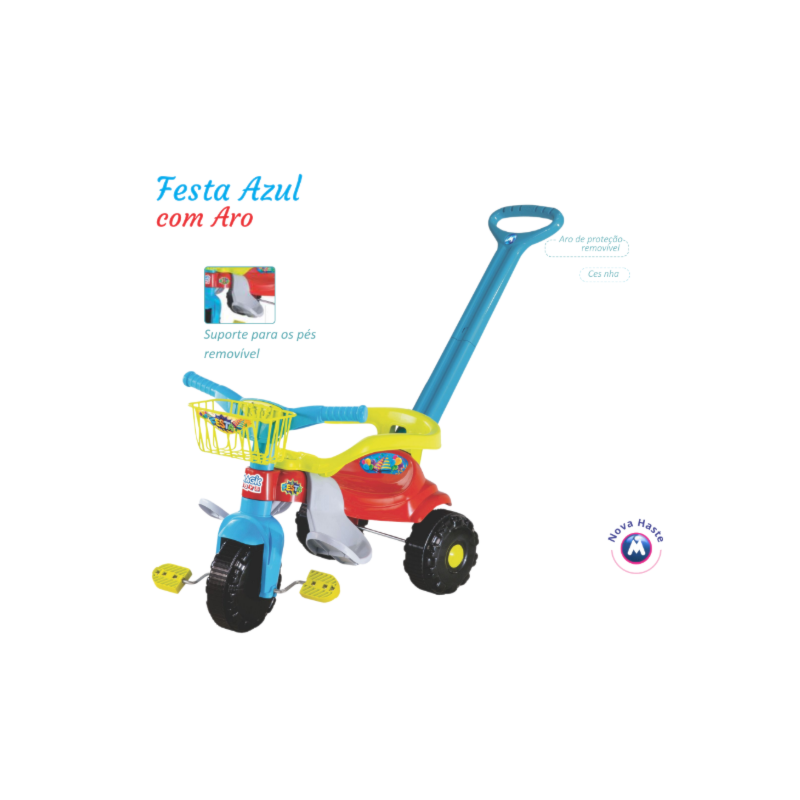 Triciclo Infantil Magic Toys Festa com Aro Azul