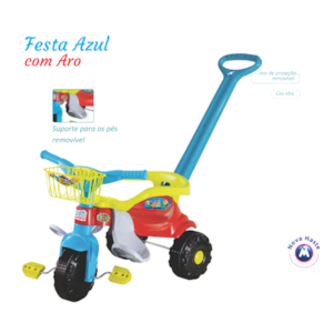 Triciclo Infantil Magic Toys Festa com Aro Azul