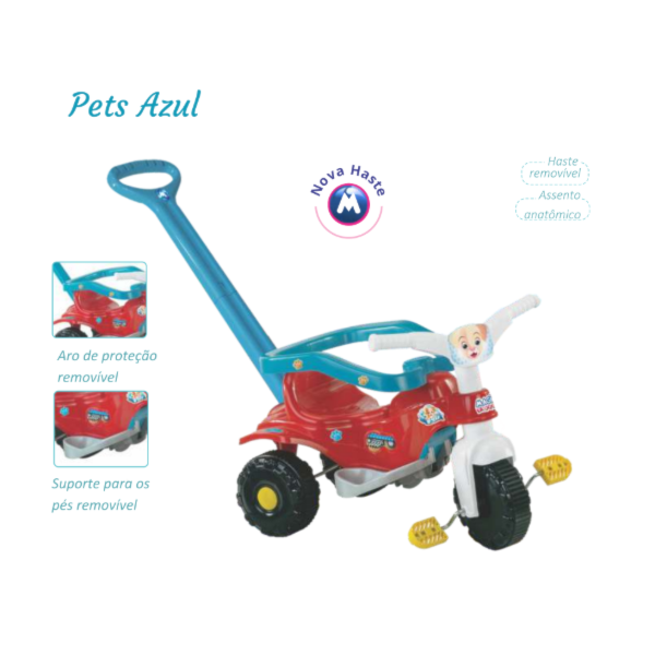 Triciclo Infantil Magic Toys Pets Azul com Cestinha-768e3848-6ffc-4bca-b5eb-259e1e10cb28