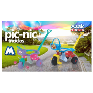Triciclo Infatil Magic Toys Pic-Nic Rosa com Aro