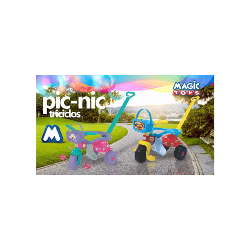 Triciclo Infatil Magic Toys Pic-Nic Rosa com Aro