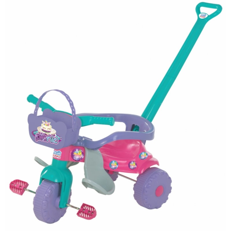 Triciclo Infatil Magic Toys Pic-Nic Rosa com Aro