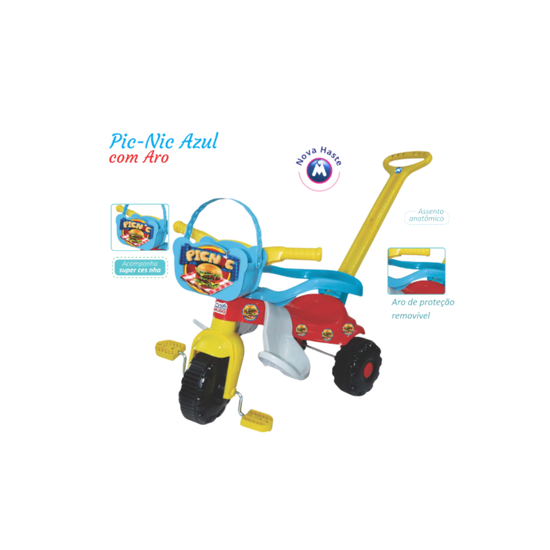 Triciclo Tico Tico Pic Nic Azul Magic Toys Com Aro 2565
