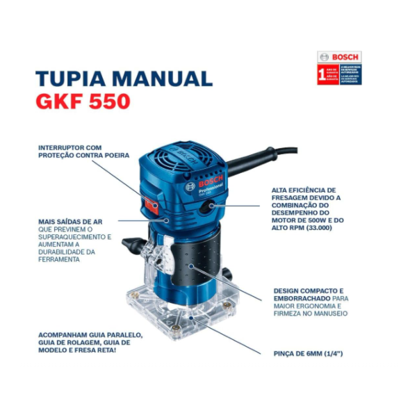 Tupia Laminadora Bosch GKF 550 550W 127V com 2 Pincas-1ad97ab0-031c-416d-8e1f-8c000b33a720