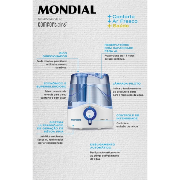 Umidificador de Ar Mondial UA-07 4L Bivolt-66dd7d37-8c4c-472f-824d-dc8abcf17e4d