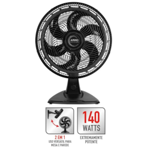 Ventilador Arno 2 em 1 Mesa e Parede 40CM X-Treme 6 127V VE60 Preto