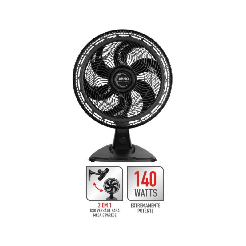 Ventilador Arno 2 em 1 Mesa e Parede 40CM X-Treme 6 127V VE60 Preto