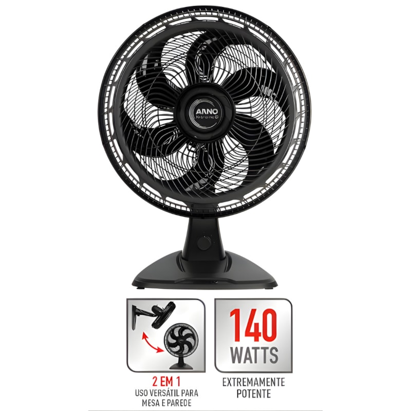 Ventilador Arno 2 em 1 Mesa e Parede 40CM X-Treme 6 127V VE60 Preto-8637fd1c-7b5e-4be6-8d8c-f685ece83904
