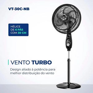 Ventilador Mondial de Coluna 30cm Turbo 127V/60HZ VT-30C-NB Preto/Prata