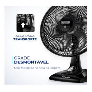 Ventilador Mondial de Mesa 40cm Super Power 127V/60HZ VSP-40-B Preto/Prata