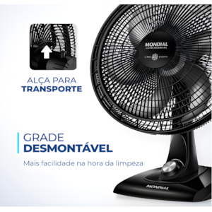 Ventilador Mondial de Mesa 40cm Super Power 127V/60HZ VSP-40-B Preto/Prata