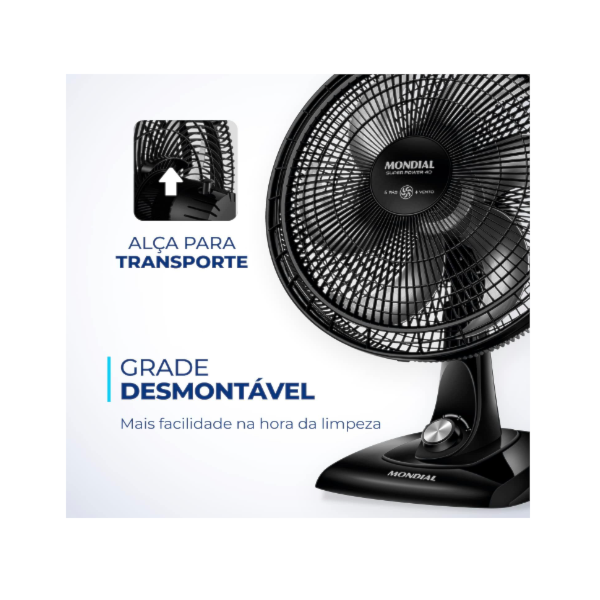 Ventilador Mondial de Mesa 40cm Super Power 127V/60HZ VSP-40-B Preto/Prata-c7793e4d-60e1-4ab9-95a2-bbe6514a7791