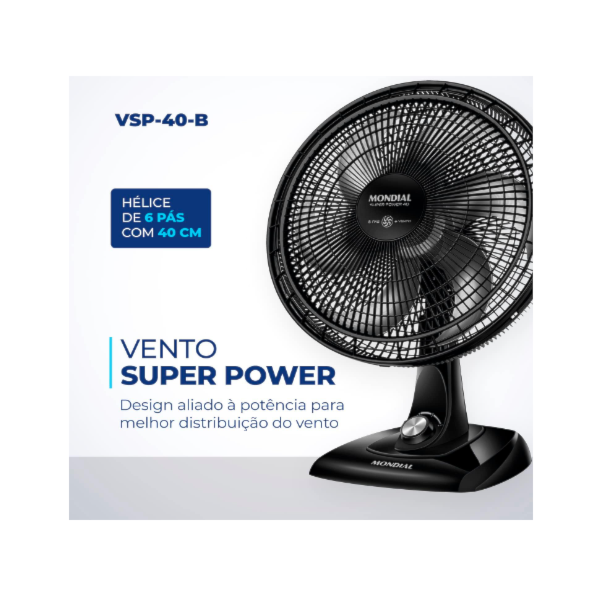 Ventilador Mondial de Mesa 40cm Super Power 127V/60HZ VSP-40-B Preto/Prata-0353ecf7-d2ea-477c-a7ef-f6781b5f4f5d