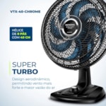 Ventilador Mondial de Mesa 40CM VTX-40-CHROME Super Turbo 127V/60HZ Preto/Azul