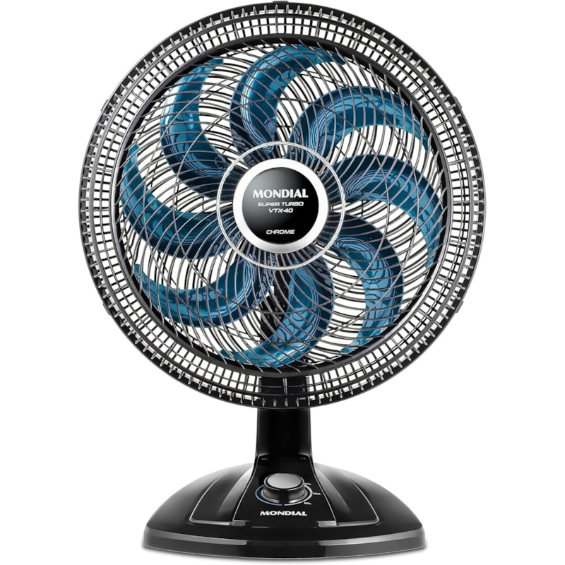 Ventilador Mondial de Mesa 40CM VTX-40-CHROME Super Turbo 127V/60HZ Preto/Azul