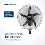 Ventilador Mondial de Parede 50CM Pro NVP-PRO-50 127V/60HZ Preto