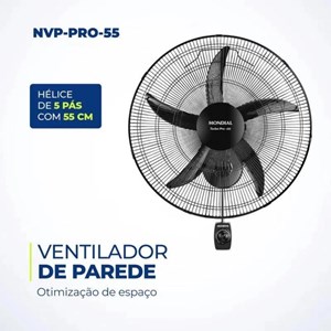 Ventilador Mondial de Parede 50CM Pro NVP-PRO-50 127V/60HZ Preto