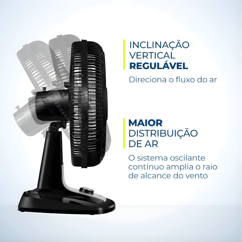 Ventilador Mondial Mesa 40cm VTX-40 Chrome Super Turbo 8 Pás 127V/60Hz Preto/Azul