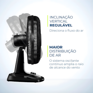 Ventilador Mondial Mesa 40cm VTX-40 Chrome Super Turbo 8 Pás 127V/60Hz Preto/Azul