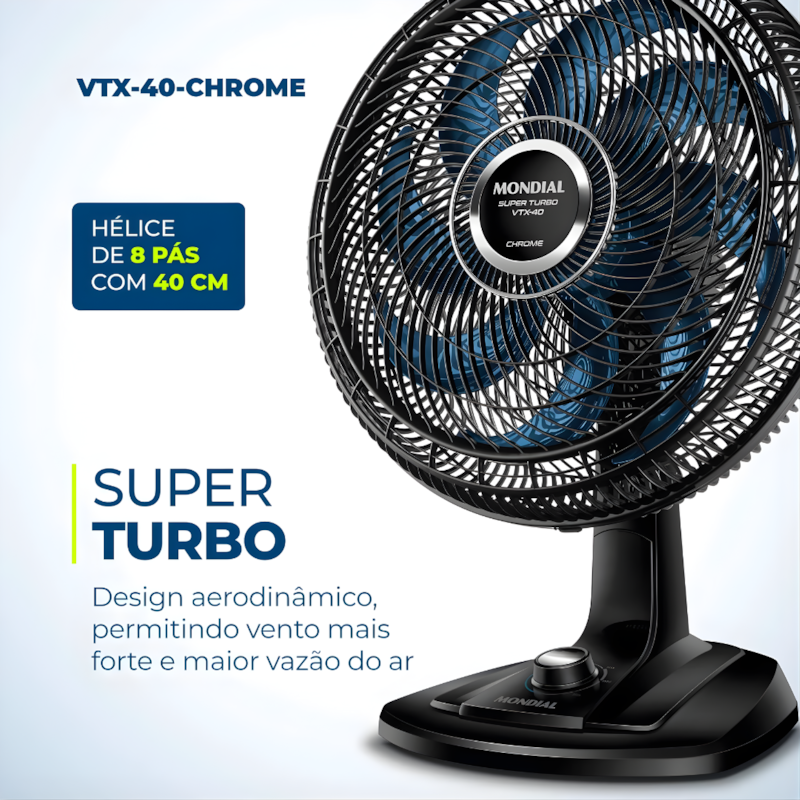 Ventilador Mondial Mesa 40cm VTX-40 Chrome Super Turbo 8 Pás 127V/60Hz Preto/Azul-ea59ab4d-6d7c-44ab-a0c1-f9427bb10b73
