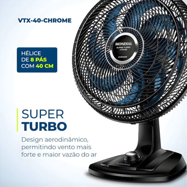 Ventilador Mondial Mesa 40cm VTX-40 Chrome Super Turbo 8 Pás 127V/60Hz Preto/Azul-9da6e685-6a5a-4506-a0b2-8ddaca164141