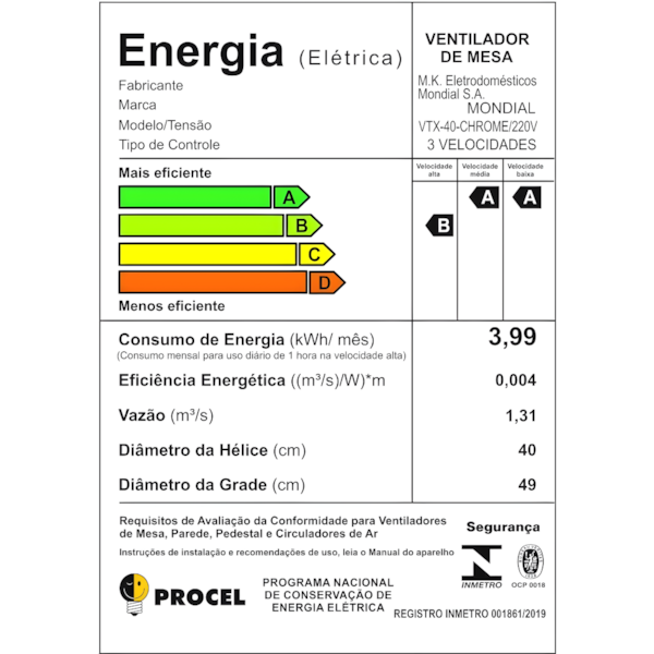 Ventilador Mondial Mesa 40cm VTX-40 Chrome Super Turbo 8 Pás 127V/60Hz Preto/Azul-d48d023a-451f-41d6-b2db-2384768fd5a3