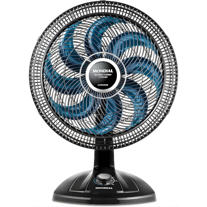 Ventilador Mondial Mesa 40cm VTX-40 Chrome Super Turbo 8 Pás 127V/60Hz Preto/Azul