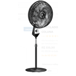 Ventilador Wap de Coluna 50cm Turbo Flow 127V Preto
