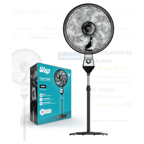 Ventilador Wap de Coluna 50cm Turbo Flow 127V Preto-7e23c4d7-3a62-481b-8e72-8a2e19a2501a